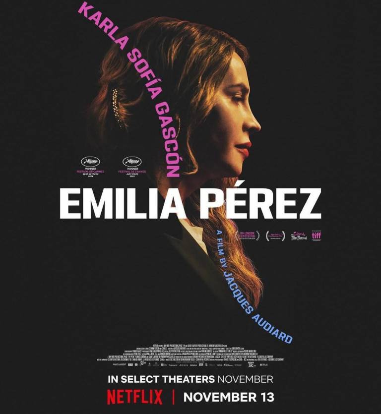 Poster publicitario de la película narco musical Emilia Pérez. $!Poster publicitario de la película narco musical Emilia Pérez.