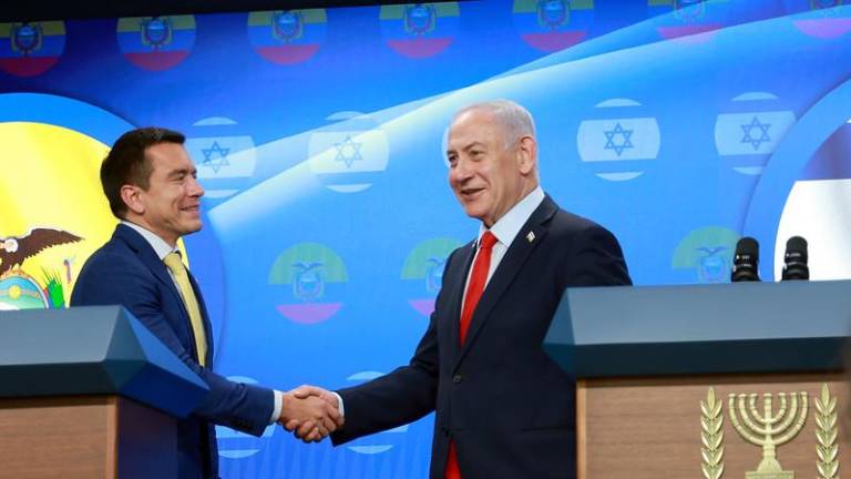 Daniel Noboa con el primer ministro israelí, Benjamín Netanyahu.